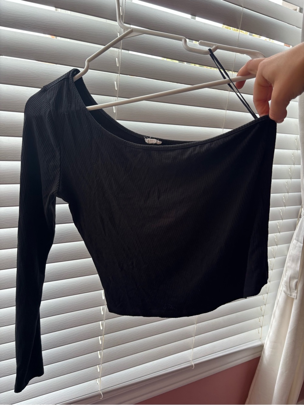 Garage Black Ribbed Long-Sleeve Scoop Neck Top